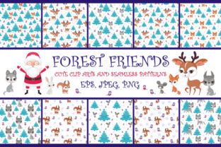 Download Forest Friends Cute Clip Arts and Seamless Patterns - Clip art Collection