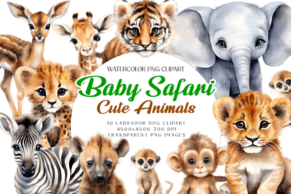 Download Watercolor Baby Safari Animals Clip Art - Clip art Collection