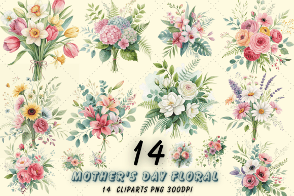 Download Watercolor Floral Bouquet Clipart Bundle - Bundle Collection