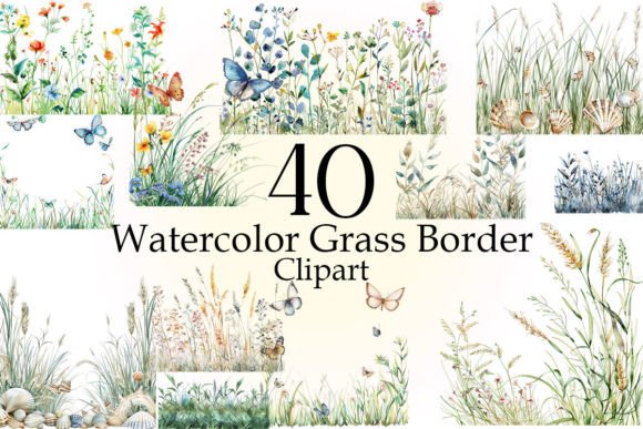 Download Watercolor Grass Border Clipart Bundle - Bundle Collection