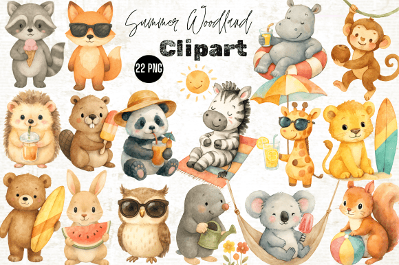 Download Summer Woodland Animals Clipart Bundle - Bundle Collection