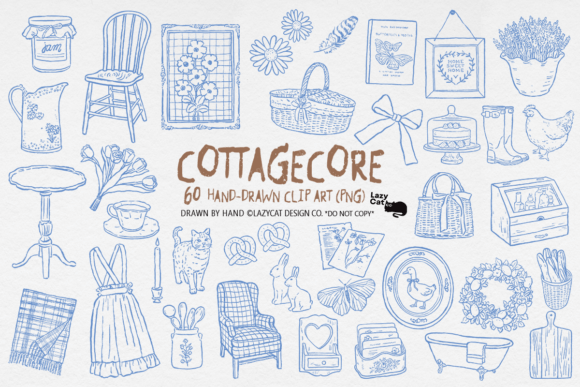 Download Cottagecore Hand-drawn PNG Bundle - Bundle Collection