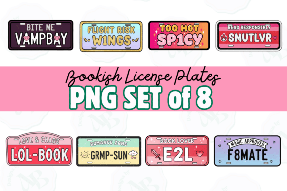 Download Bookish License Plates Clip Art Set - Premium Resources