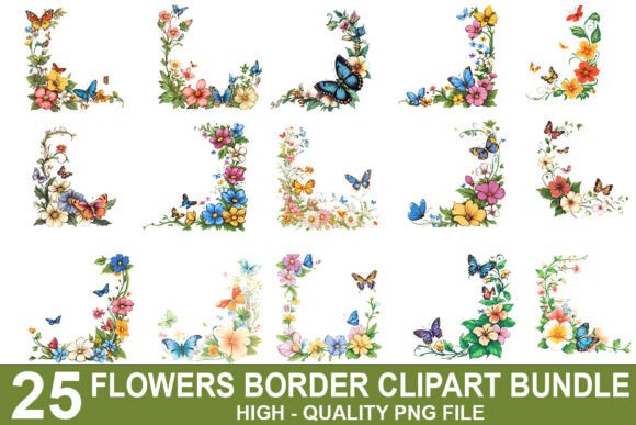Download Spring Flower Border Clipart Bundle - Bundle Collection