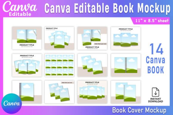 Download 14 Canva Editable Book Mockup Bundle - Bundle Collection