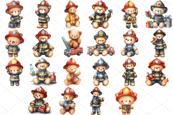 Download Firefighter Teddy Watercolor Bundle - Bundle Collection