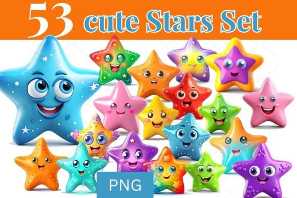 Download 53 Digital Cute Star Clip Art Set 709 - Premium Bundle