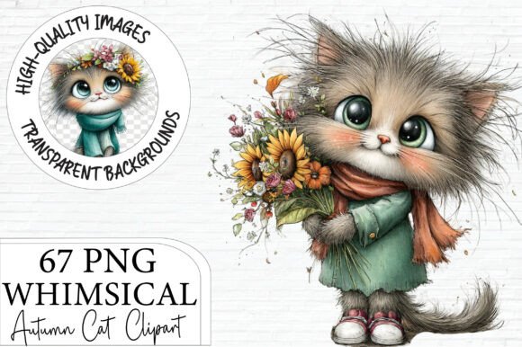 Download Whimsical Autumn Cat Clipart Bundle - Bundle Collection