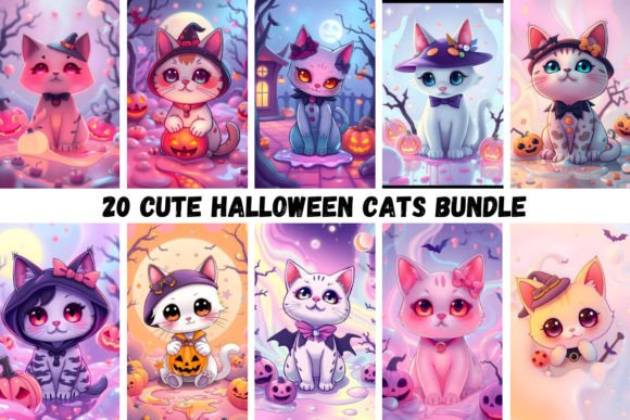 Download 20 Halloween Cats Bundle - Bundle Collection