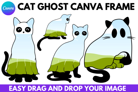 Download Cat Ghost Halloween Canva Frame Bundle - Bundle Collection