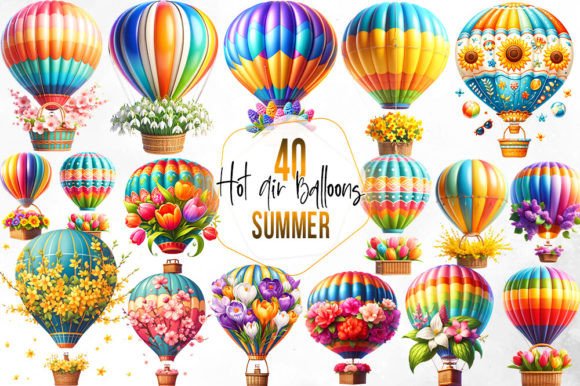 Download Summer Hot Air Balloons Clipart Bundle - Bundle Collection