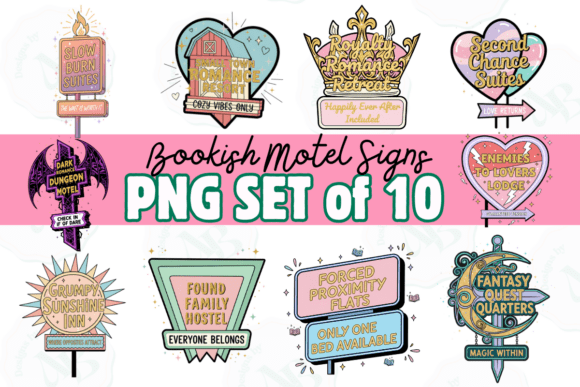 Download Bookish Trope Motel Signs Clip Art Set - Premium Resources