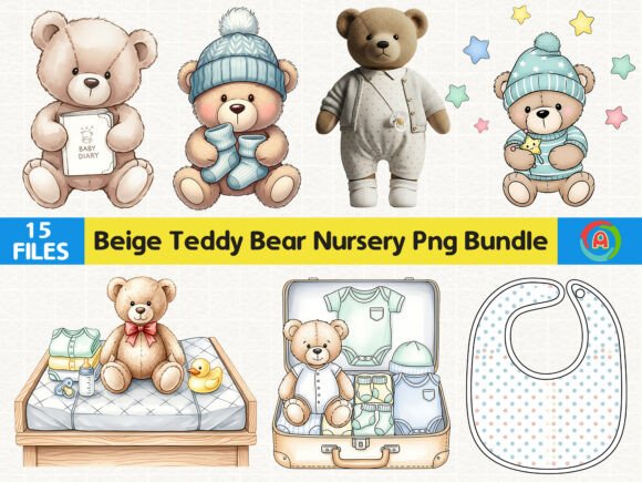 Download Beige Teddy Bear Nursery Png Bundle - Bundle Collection