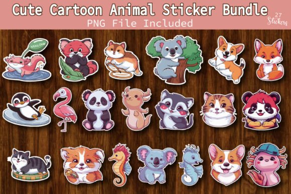 Download Cute Cartoon Animal Sticker Bundle - Bundle Collection