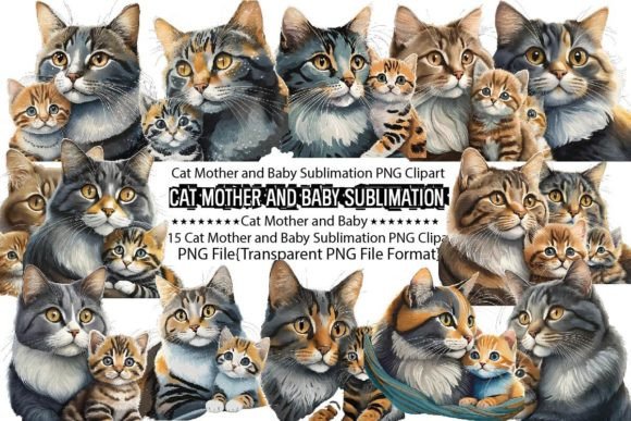 Download Cat Mother and Baby Sublimation Bundle - Bundle Collection