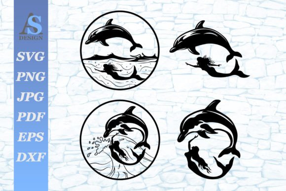 Download Mermaid and Dolphin Bundle SVG - Bundle Collection