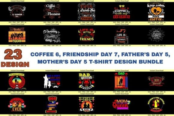 Download Coffee &amp; Family T-Shirt Design Bundle - Bundle Collection