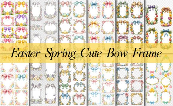 Download Easter Spring Cute Bow Frame Bundle Png - Bundle Collection