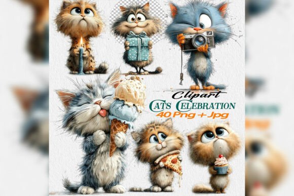 Download Birthday Cat Clipart PNG Party Bundle - Bundle Collection