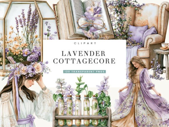 Download Lavender Cottagecore Clipart Bundle - Bundle Collection