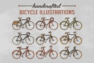 Download Handcrafted Vector 9 Different Bicycle Vintage Illustrations - Handcrafted Collection