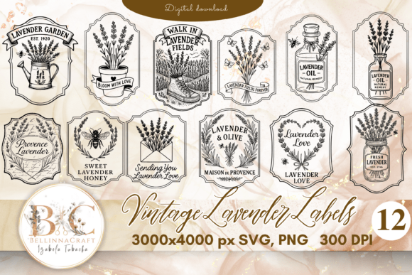 Download Vintage Lavender Labels SVG Bundle - Bundle Collection