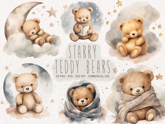 Download Watercolor Teddy Bear Clipart Bundle - Bundle Collection