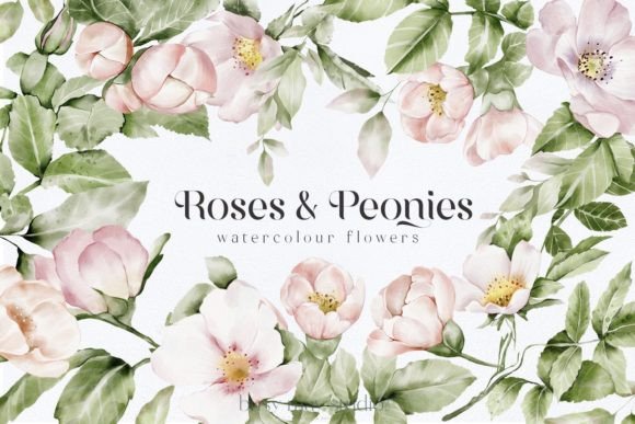 Download Watercolor Roses Peonies Clip Art PNG - Clip art Collection