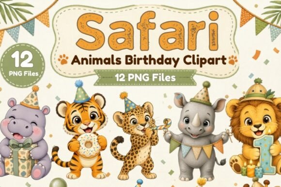 Download Safari Animals Birthday Clipart PNG, 12 - Birthday clipart Collection