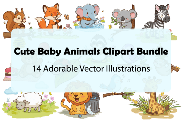 Download 14 Cute Baby Animals Clipart Bundle - Bundle Collection