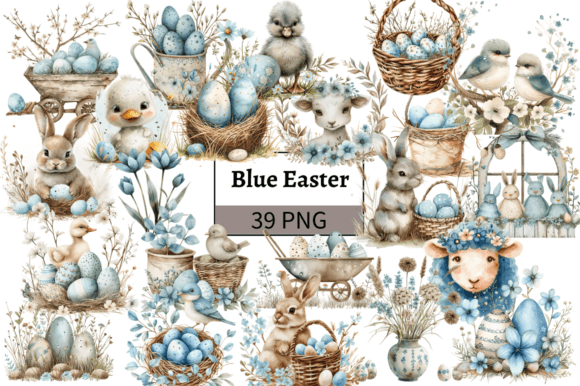 Download Cute Baby Blue Easter Clipart Bundle - Bundle Collection