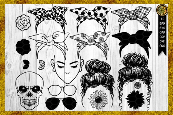 Download Messy Bun Bandana Mom Life Clip Art Set - Premium Resources