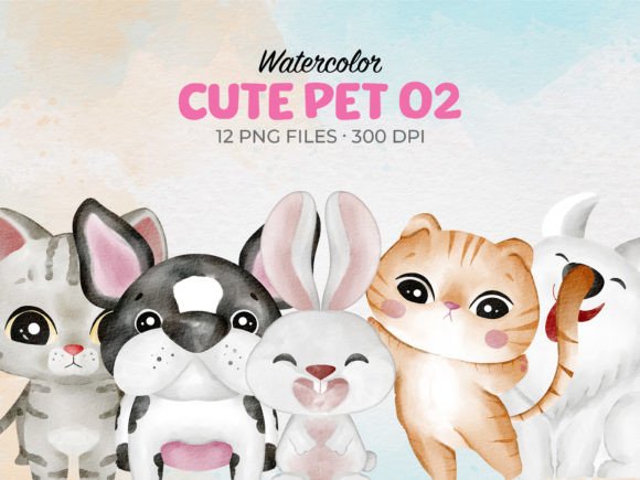 Download Watercolor Cute Pet Clip Art - Clip art Collection