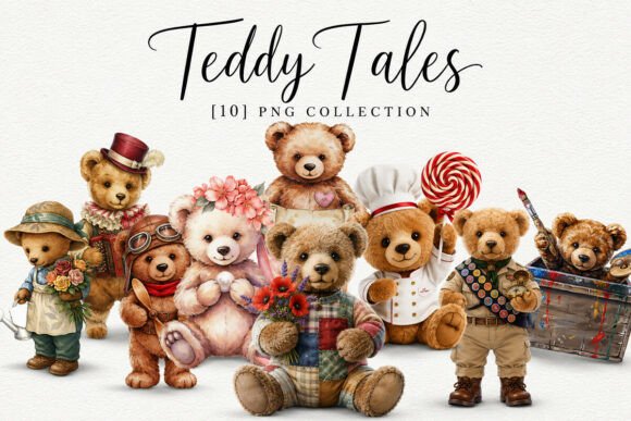 Download 10 Cute Teddy Clipart PNG Bundle - Bundle Collection